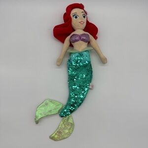 TY Disney Sparkle Ariel Plush Doll The Little Mermaid Toy Green Sequins Fin 19"